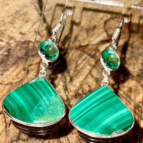Green Malachite Earrings 2” - Picture 3 of 11